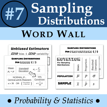 Preview of Statistics Word Wall #7: Sampling Distributions