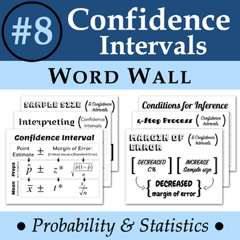 Preview of Statistics Word Wall #8: Confidence Intervals