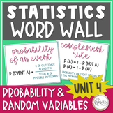 Statistics Word Wall Posters Probability Rules & Random Va