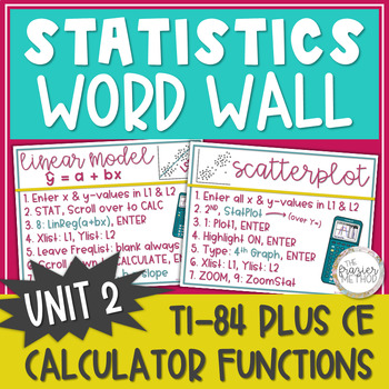 Preview of Statistics Word Wall Posters - TI 84 Plus CE Calculator, Scatter Plot, Residuals