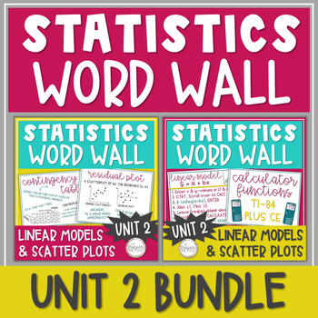 Preview of Statistics Word Wall Posters - Two-Way Table, Scatter Plot, Linear Model Unit 2
