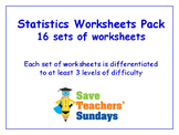 Statistics Worksheets Bundle/Pack (16 sets for 2nd-4th grade)