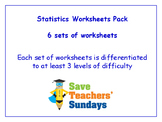 Statistics Worksheets Bundle / Pack (6 sets for 1st - 2nd grade)