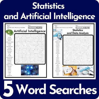 Preview of Statistics and Artificial Intelligence Word Search Puzzle BUNDLE