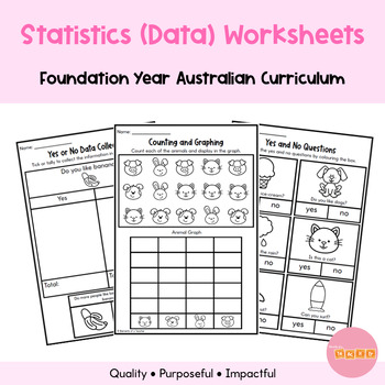 Preview of Statistics and Data Maths Worksheets: Australian Curriculum, Foundation Year