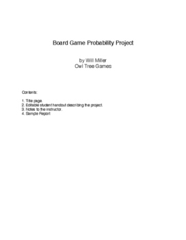 Preview of Statistics and Probability Board Game Design Inquiry Project
