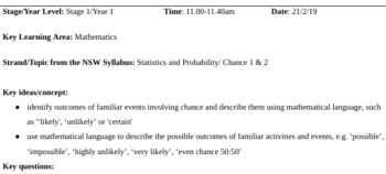 Preview of Statistics and Probability/ Chance 1 & 2 - Lesson Plan