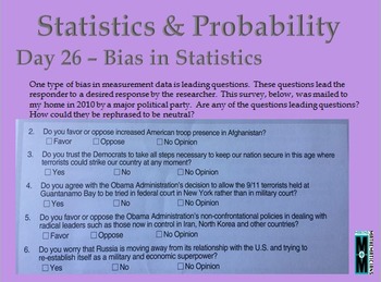 Preview of Statistics and Probability Daily Math Slides