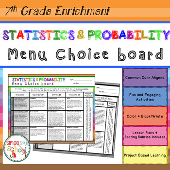 Preview of 7th Grade Statistics and Probability Choice Board - Distance Learning