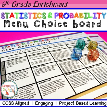 Preview of 6th Grade Statistics and Probability Enrichment Choice Board - Distance Learning