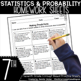 7th Grade Math Homework Sheets Statistics and Probability 