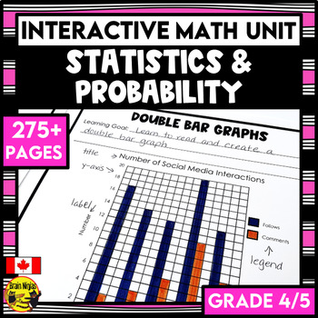 Preview of Statistics Graphing and Probability Interactive Math Unit | Grade 4/5