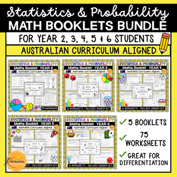 Preview of Statistics & Probability Worksheets and Booklets BUNDLE for Year 2, 3, 4, 5 & 6