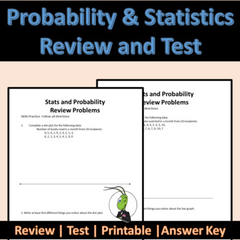 Preview of Statistics and Probability Review and Test PreAlgebra