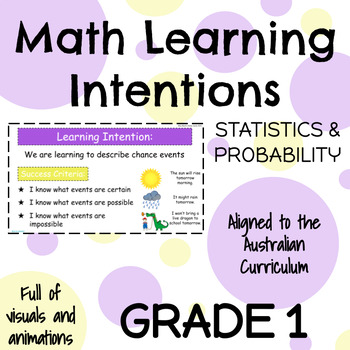 Preview of Statistics and Probability | Visual Learning Intentions PowerPoint | Grade 1