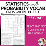Statistics and Probability Vocabulary Math Crossword Puzzl