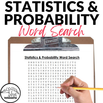 Preview of Statistics and Probability Vocabulary Words Math Worksheet Word Search