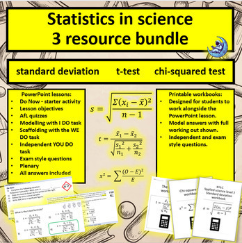 Preview of Statistics in science: standard deviation, chi-square and t-test. Lessons + wrbk