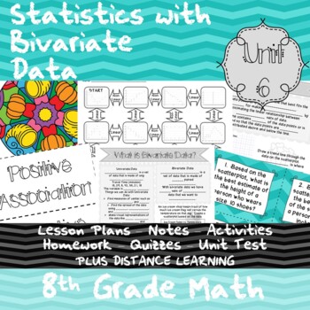 Preview of Statistics with Bivariate Data - Unit 6 - 8th Grade + Distance Learning