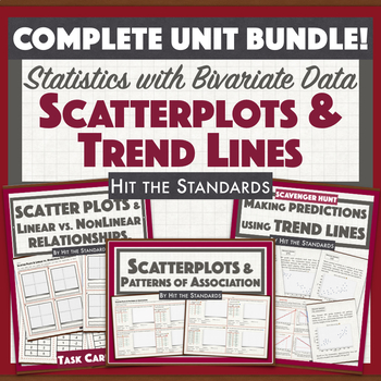 Preview of Statistics with Bivariate Data: Scatterplots & Trend Lines UNIT 6 BUNDLE 30% OFF