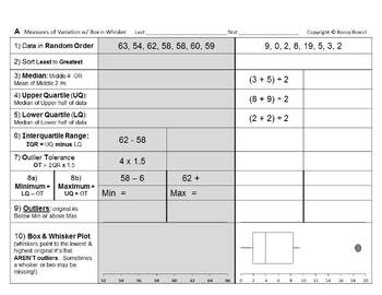 Preview of Stats&Data Bundle A: Box Whisker Box Plots & Measures of Variation bundle