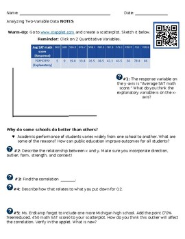 Preview of Stats: Inequities Between Student Achievement and Poverty Guided Notes