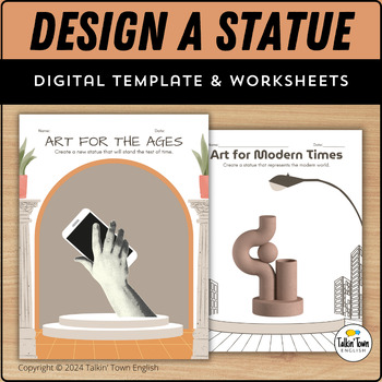 Preview of Statue Design Templates, Worksheets and Historical Art Removal Text, Digital PDF