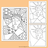 Statue of Liberty Craft  Pop Art Coloring Page 4th of July
