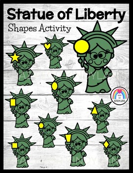 Preview of Statue of Liberty Craft, Shape Activity for Kindergarten US Symbols Math Center