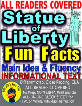 Preview of Statue of Liberty FUN FACTS Close Reading LEVELED Passages Comprehension & More