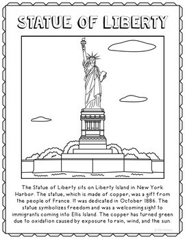 Download Statue of Liberty Informational Text Coloring Page Craft or Poster, New York