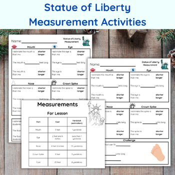 Preview of Statue of Liberty Math Measuring Activity