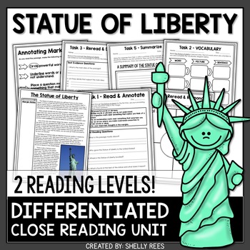 Preview of Statue of Liberty Reading Comprehension Passage & Worksheets