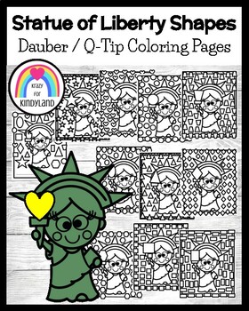 Preview of Statue of Liberty Shapes Coloring Pages: Dauber / Q-Tip Art Activity: USA
