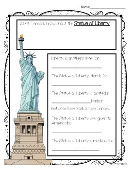 statue of liberty fill in the blank printable by miss zees activities