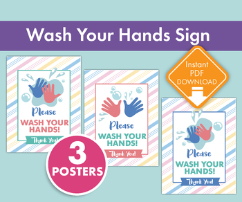 Preview of Stay Clean and Healthy - Daycare Printable Wash Your Hands Sign