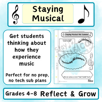 Preview of Musical Summer Plans Grades 4 to 8 No Prep Graphic Organizer