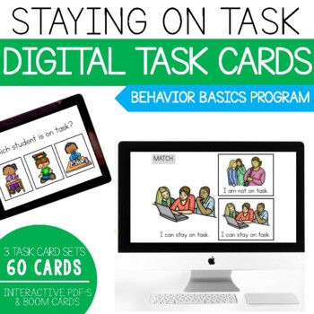 Preview of Staying On Task- Behavior Basics Digital Task Cards