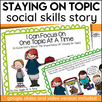 Preview of Staying On Task Social Story Staying On Topic Self Regulation Self Management