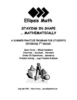 Preview of Staying in Shape Summer Math Workbook
