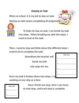Staying on Task Social Story by Just Little Bits | TpT