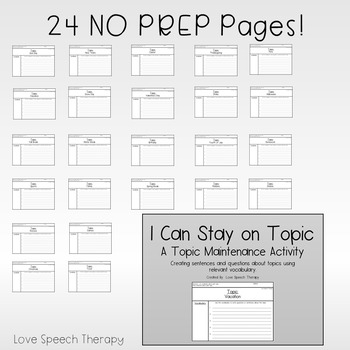 On or Off Topic Switch for Topic Maintenance No Prep Speech