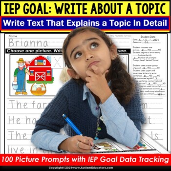 Preview of Staying on Topic | Key Details WRITING | IEP Goal Skill Builder WRITING Prompts