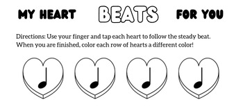 Preview of Steady Beat Hearts Worksheet - Valentine's Day!!