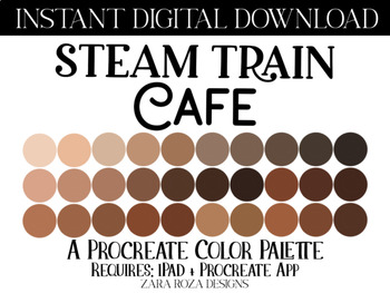 Steam Train Cafe Procreate Color Palette - 30 Steampunk Swatches by Zara  Roza