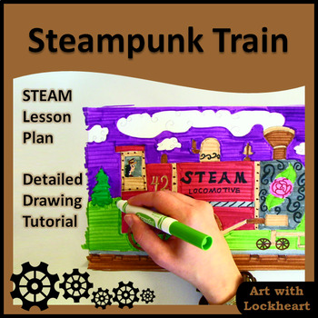 Preview of Steampunk Train, STEAM Drawing Activity
