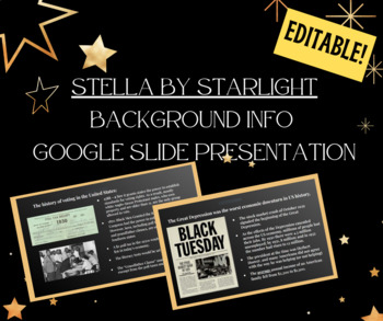 Preview of Stella by Starlight Novel Background Info Google Slides - EDITABLE - No Prep