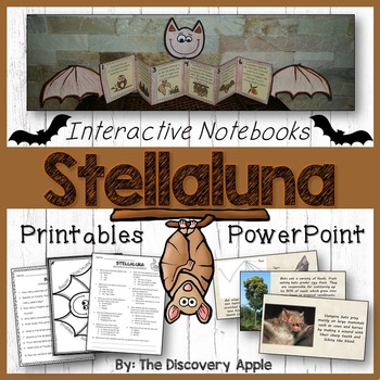 Preview of Stellaluna Activities Bats Interactive Notebooks Printables, Editable PowerPoint