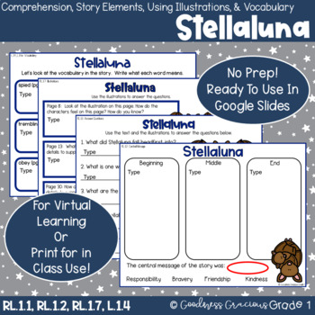 Preview of Stellaluna Comp., Retell with Central Message, Vocab., & Using Illustrations