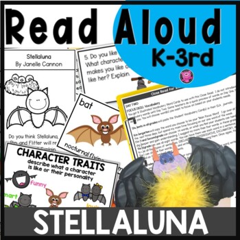 Preview of Stellaluna Bats Read Aloud - Halloween Bat Crafts - Bats Reading Comprehension